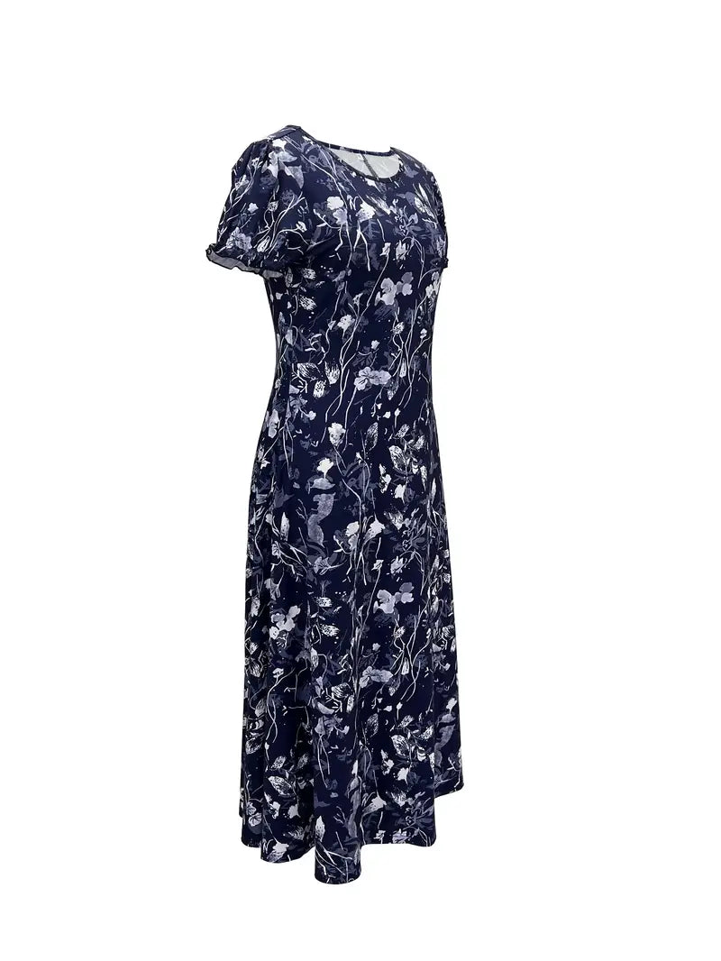 Floral Print Crew Neck Dress